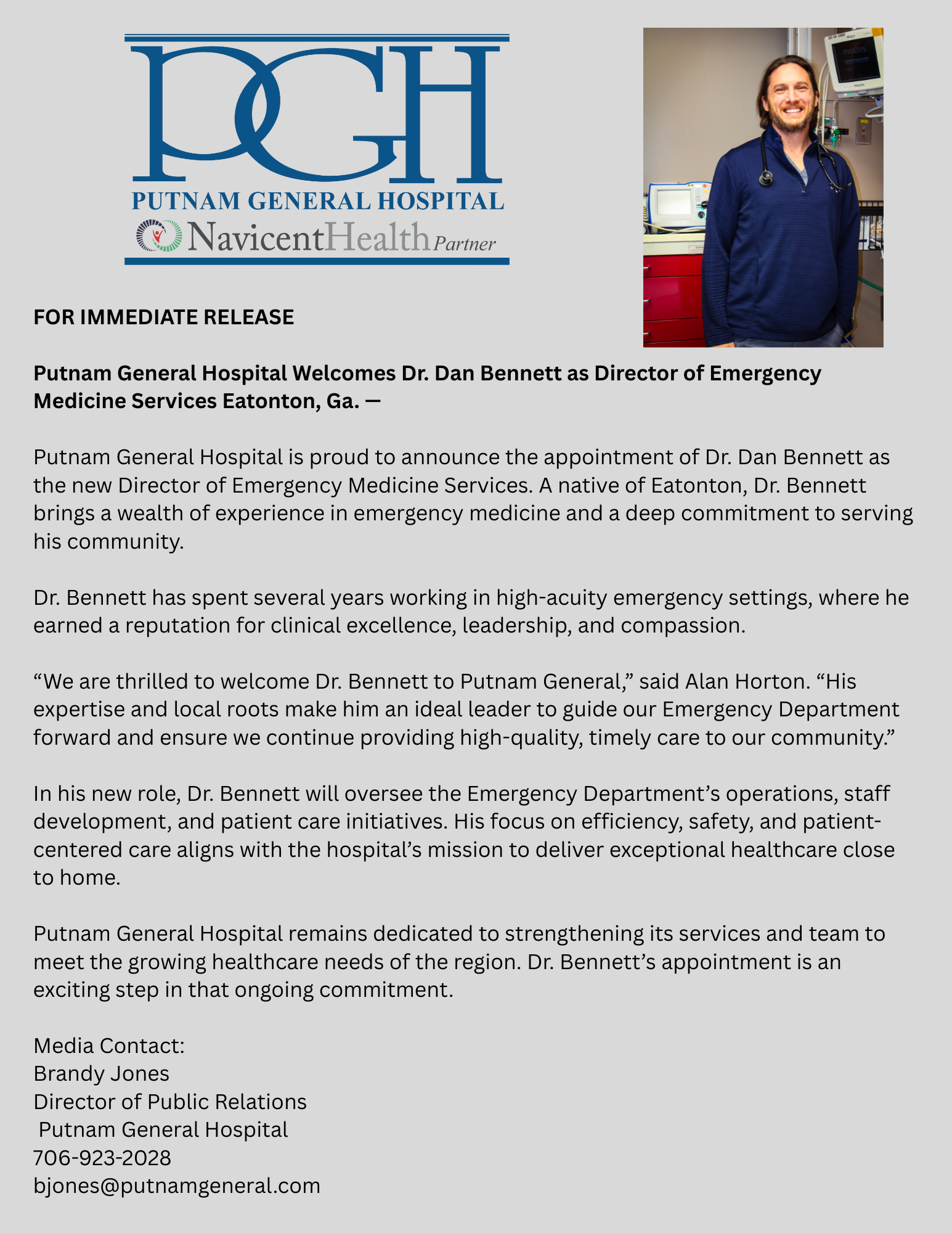 PGH welcomes new Emergency Medical Services Director